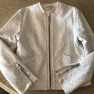 Girls faux leather white jacket size 7/8